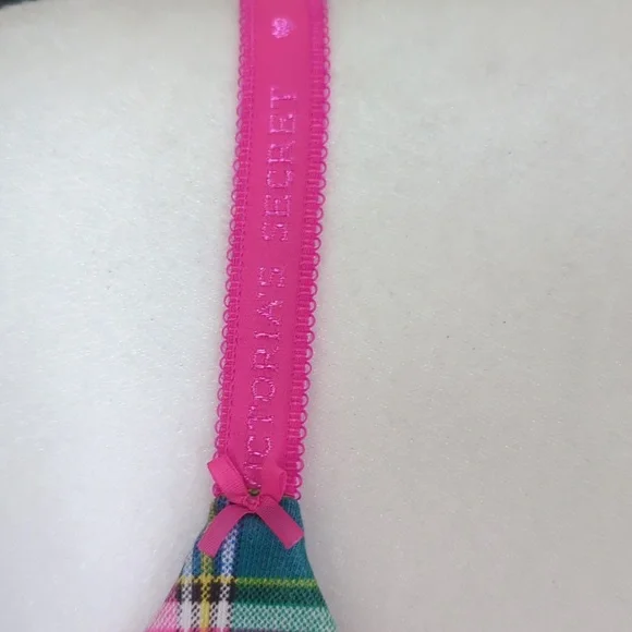 Victoria's Secret Underwire Lined Perfect Coverage Plaid Bra 36C Pink Green - Picture 4 of 16